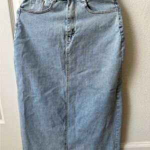 Classic Blue Denim Skirt Midi